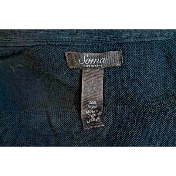 Soma Rayon Open Cardigan Sweater Womens size L Black Sequin Trim Long Sleeve - Picture 5 of 6